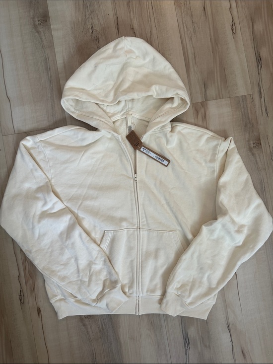 SKIMS Tops - SKIMS French Terry Cream Full-Zip Hooded Sweatshirt NWT